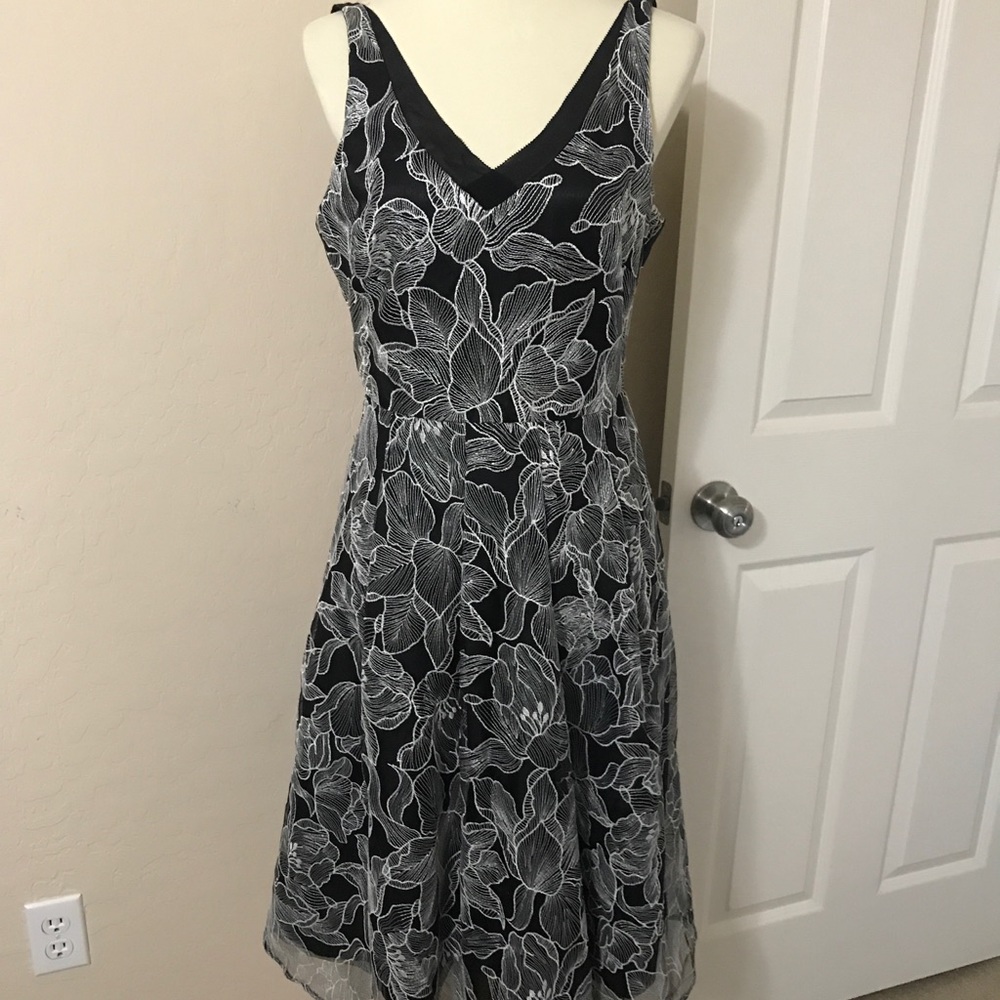 🍾 WHBM -EMBROIDERED FIT-AND-FLARE DRESS. NWT